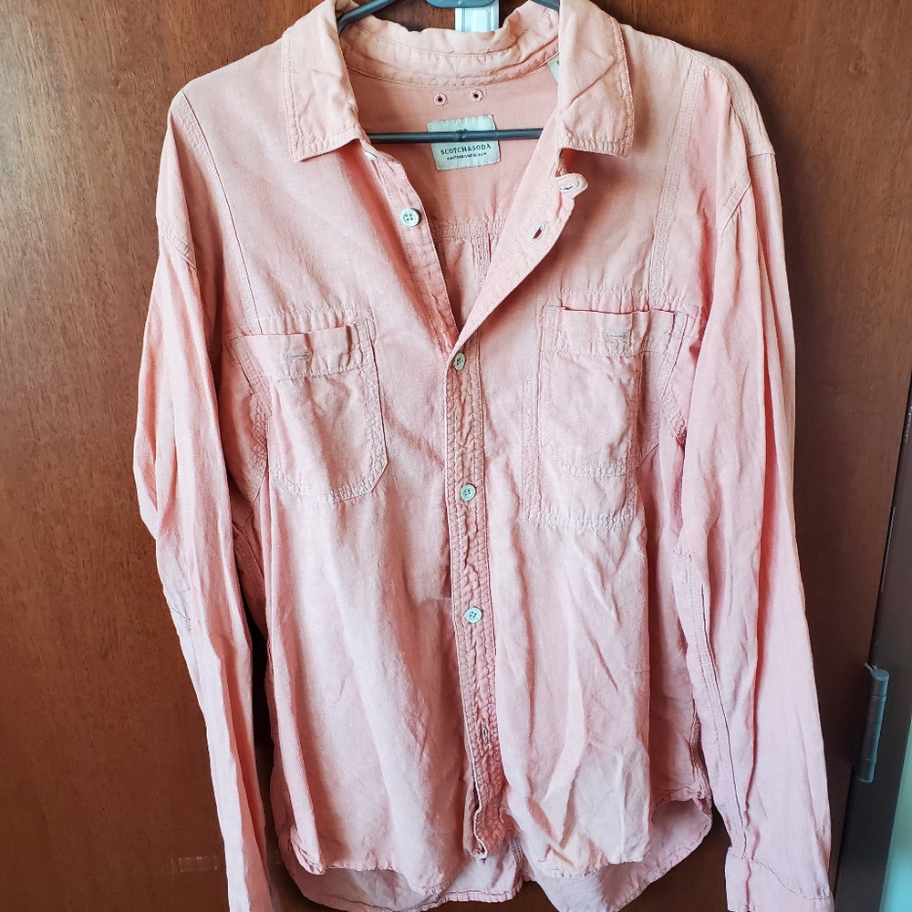 Mens linen button up casual shirt